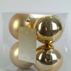 Kaemingk 100mm Gold Plain Shatterproof Baubles Pack 4