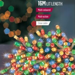 Premier Multi Coloured /Clear Cable 200 LED Multi Action Supabrights With Timer