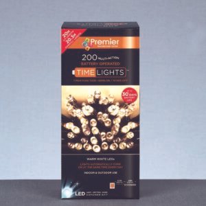 Premier Warm White/Green Cable 200 LED Multi Action Battery Operated TIMELIGHTSâ„¢