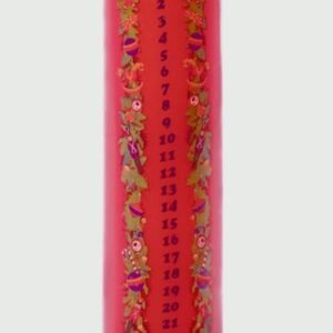 Premier Red 20x5cm Advent Candle & Glass Holder