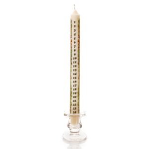Premier Ivory 25cm Advent Taper Candle & Glass Holder