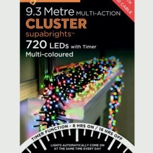 Premier Multi/Green Cable 720 LED Multi Action Supabrights Cluster Lights With Timer