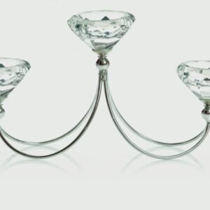 Premier 13 x 27cm Silver Wire Triple Crystal Tealight Holder