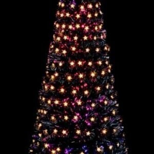 Premier 1.2m Multi Action Slim Black Fibre Optic Tree Warm White LED Star