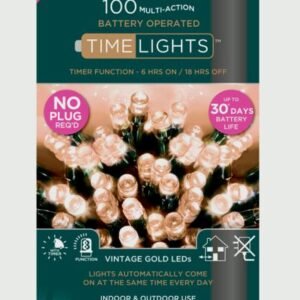 Premier Vintage Gold/Green Cable 100 LED Multi Action Battery Operated TIMELIGHTSâ„¢