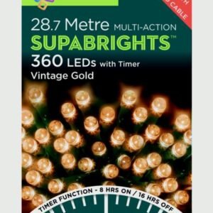 Premier Vintage Gold/Green Cable 360 LED Multi Action Supabrights With Timer