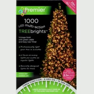 Premier Vintage Gold/Green Cable 1000 LED Multi Action Treebrights With Timer