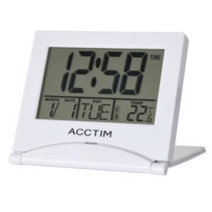 Acctim White Mini Flip II Travel LCD Alarm Clock