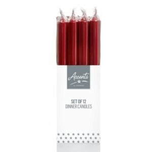 Premier Red 25cm Dinner Candles Pack 12