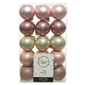Kaemingk Pink Mix Shatterproof Plain Baubles 6cm