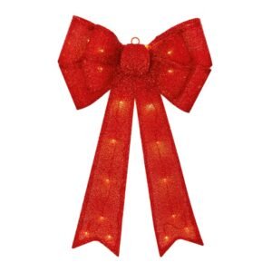 Premier Red 50cm Fabric Bow Battery Operated