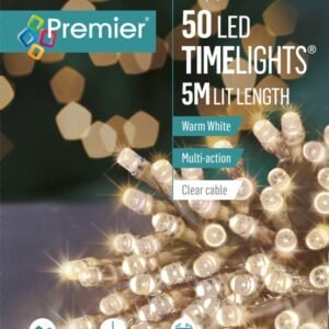 Premier Warm White/Clear Cable 50 LED Multi Action Battery Operated TIMELIGHTSâ„¢