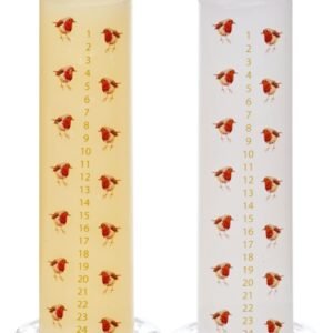Premier Assorted 20 x 5cm Robin Pattern Advent Candle