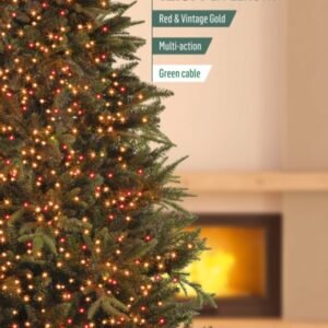 Premier Red & Vintage Gold/Green Cable 500 LED Multi Action Treebrights With Timer