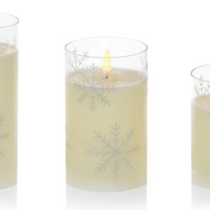 Premier Set 3 Snowflakes Printed Glass Candles