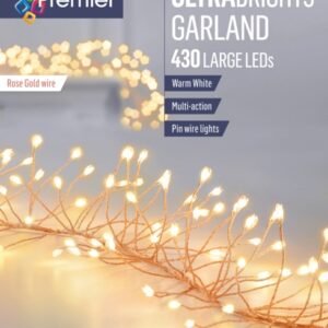 Premier Warm White /Rose Gold Wire 430 LED Multi Action Ultra Brights Garland