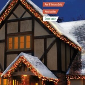 Premier Red & Vintage Gold/Green Cable 480 LED Multi Action Cluster Brights With Timer