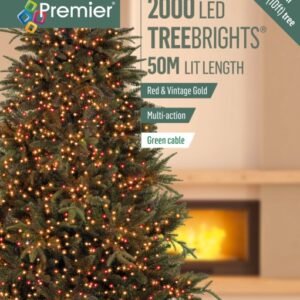 Premier Red & Vintage Gold/Green Cable 2000 LED Multi Action Treebrights With Timer