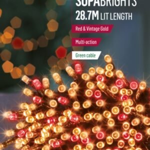 Premier Red/Vintage Gold/Green Cable 360 LED Multi Action Supabrights With Timer