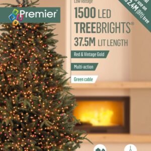 Premier Red & Vintage Gold/Green Cable 1500 LED Multi Action Treebrights With Timer