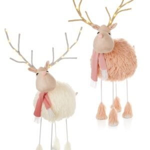 Premier 65 x 30cm Cream Pink Fur Wobbly Reindeer Antler