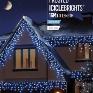 Premier Blue & White/White Cable Multi Action 640 LED Frosted Cap Icicles