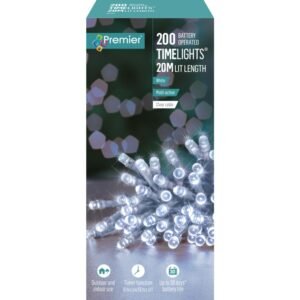 Premier White/Clear Cable 200 LED Multi Action Battery Operated TIMELIGHTSâ„¢