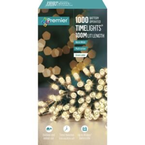 Premier Warm White/Green Cable 1000 LED Multi Action Battery Operated TIMELIGHTSâ„¢
