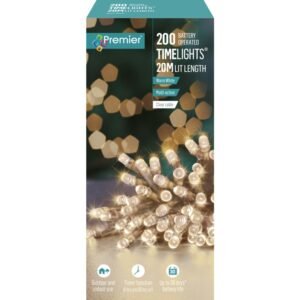 Premier Warm White/Clear Cable 200 LED Multi Action Battery Operated TIMELIGHTSâ„¢