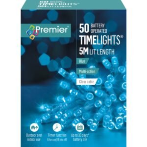 Premier Blue /Clear Cable Multi Action 50 LED Battery Operated TIMELIGHTSâ„¢