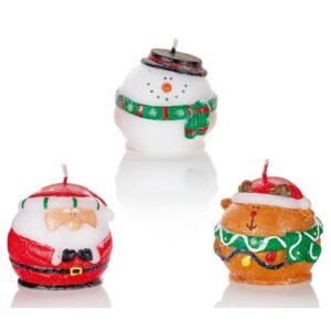 Premier 10cm Ball Candles In Santa Snowman Reindeer