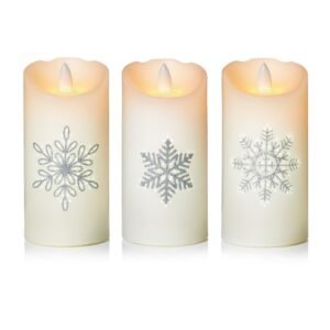 Premier 15cm Lit Snowflake Dancing Flame Candle