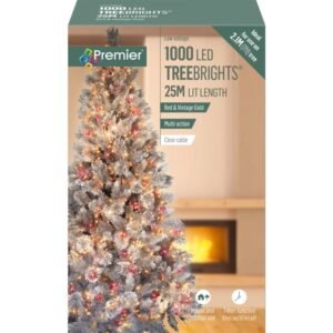 Premier Red & Vintage Gold/Clear Cable 1000 LED Multi Action Treebrights With Timer