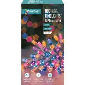 Premier Rainbow/Clear Cable 100 LED Multi Action Battery Operated TIMELIGHTSâ„¢