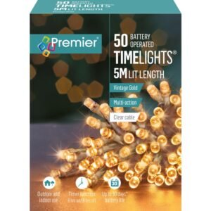 Premier Vintage Gold/Clear Cable 50 LED Multi Action Battery Operated TIMELIGHTSâ„¢