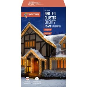 Premier Vintage Gold /Clear Cable 960 LED Multi Action Cluster Brights With Timer