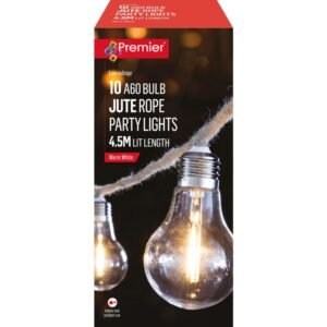 Premier 10 LEDs Warm White Jute Rope Light A60 Bulb