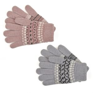 RJM nan Ladies Fairisle Design Chenille Gloves