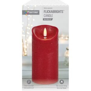 Premier 18x9cm Red Flickabrights Textured Candle