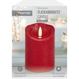 Premier 13x9cm Red Flickabrights Textured Candle