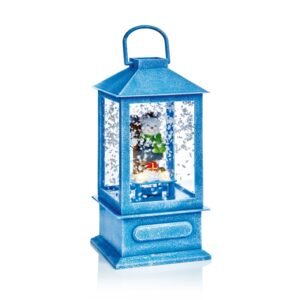 Premier 19cm Lit Blue Musical Snowing Lantern