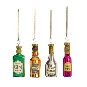 Premier 7cm Set Of 4 Glass Drink Hanging Decoration