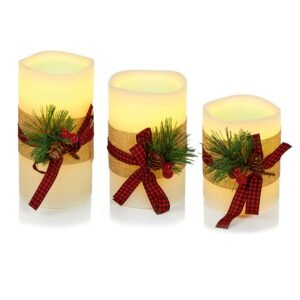 Premier nan Set 3 Wax Candles With Tartan Ribbon