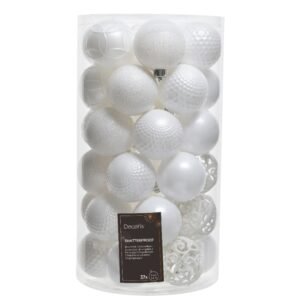 Kaemingk Winter White Shatterproof Baubles 6cm Tub 37