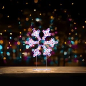 Premier 45cm White/Multi Table Top Snowflake 720 LEDs