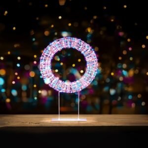 Premier 45cm White/Multi Table Top Wreath 720 LEDs