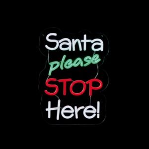 Premier 35cm Santa Please Stop Here Hanging Lit Sign