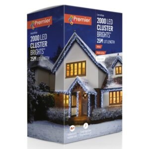 Premier White /Clear Cable 2000 LED Multi Action Cluster Brights With Timer