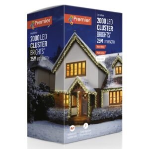 Premier Warm White /Clear Cable 2000 LED Multi Action Cluster Brights With Timer